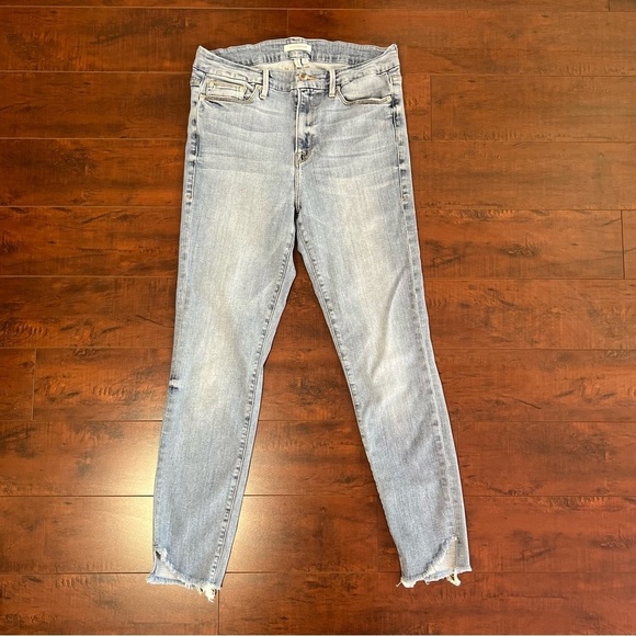 GOOD AMERICAN Denim Good Legs High Rise Jeans Raw Cascade Hem Size 10 / 30 - Picture 2 of 12